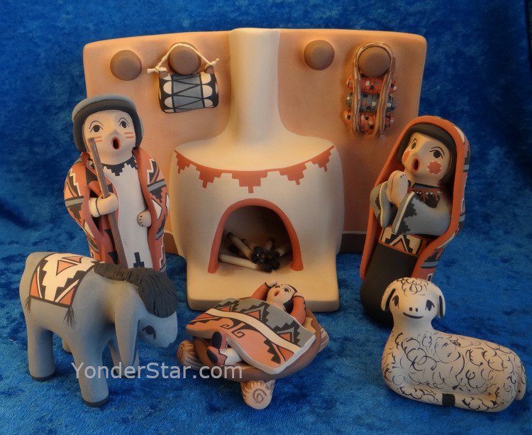 Native American Nativity Set with Pueblo